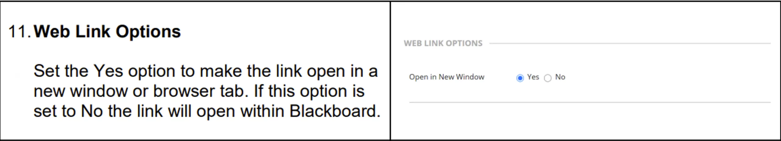 Figure 1 Blackboard CMS Setting to Open Web Links In-app or in Default Browser