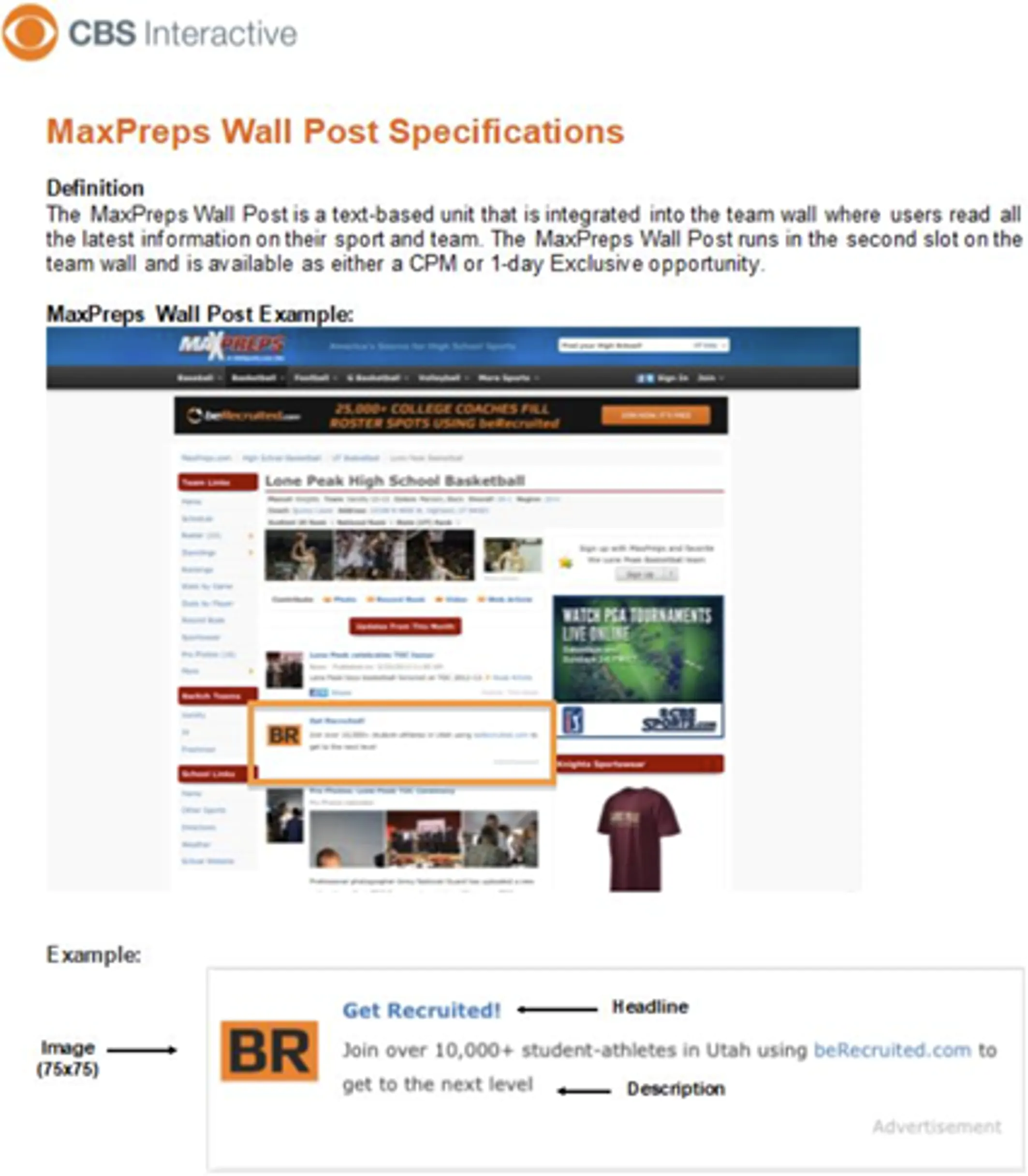 Figure 25 MaxPreps Wall Post Advertising